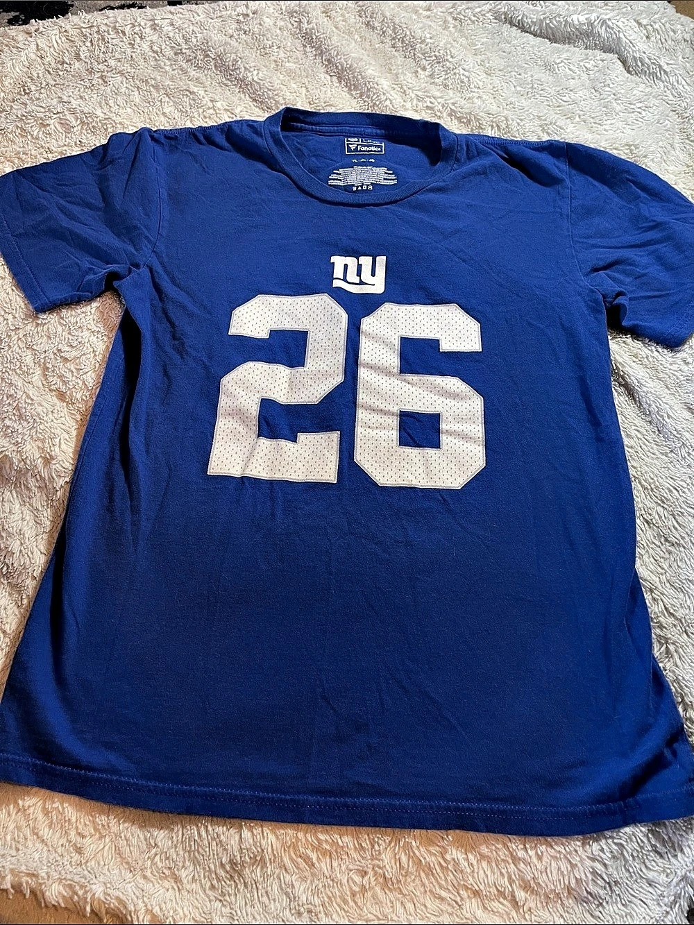 NFL Barkley #26 New York Giants jersey shirt Blue & White Size YL